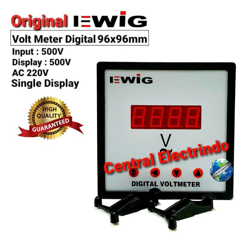 Volt Meter Digital LED 96x96mm E294U Single Dislplay EWIG.