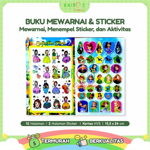 Buku Mewarnai Anak dan Sticker Buku Warna Anak Aktivitas Sticker