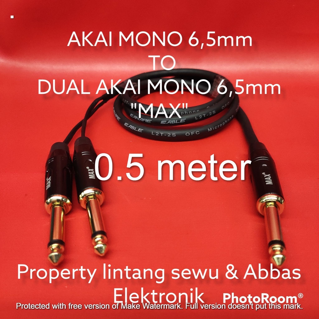 KABEL JEK AKAI 6,5MM TO DUAL AKAI MONO 6.5MM MAX 0.5 METER