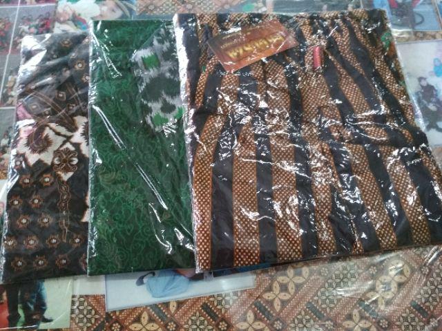 Warung Batik Hrb026 Kenongo Kemeja Tosca Pendek Pekalongan Padi M L Xl Sogan Halus Kemeja Batik