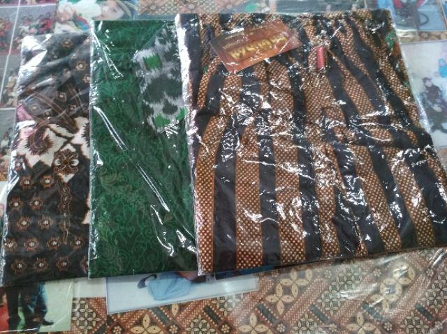 Warung Batik Hrb026 Kenongo Kemeja Tosca Pendek Pekalongan Padi M L Xl Sogan Halus Kemeja Batik