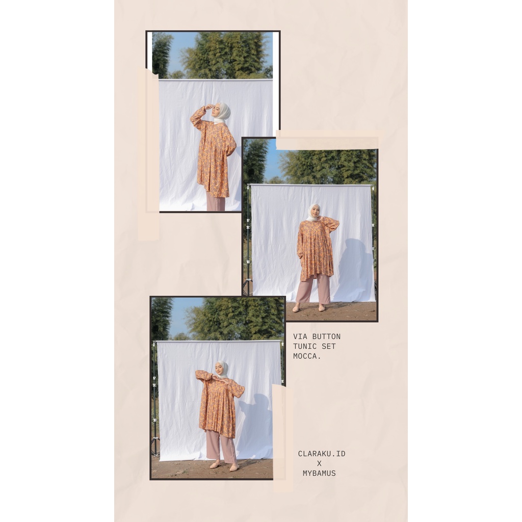 Oneset Mybamus Via Button Tunik Set Mocca
