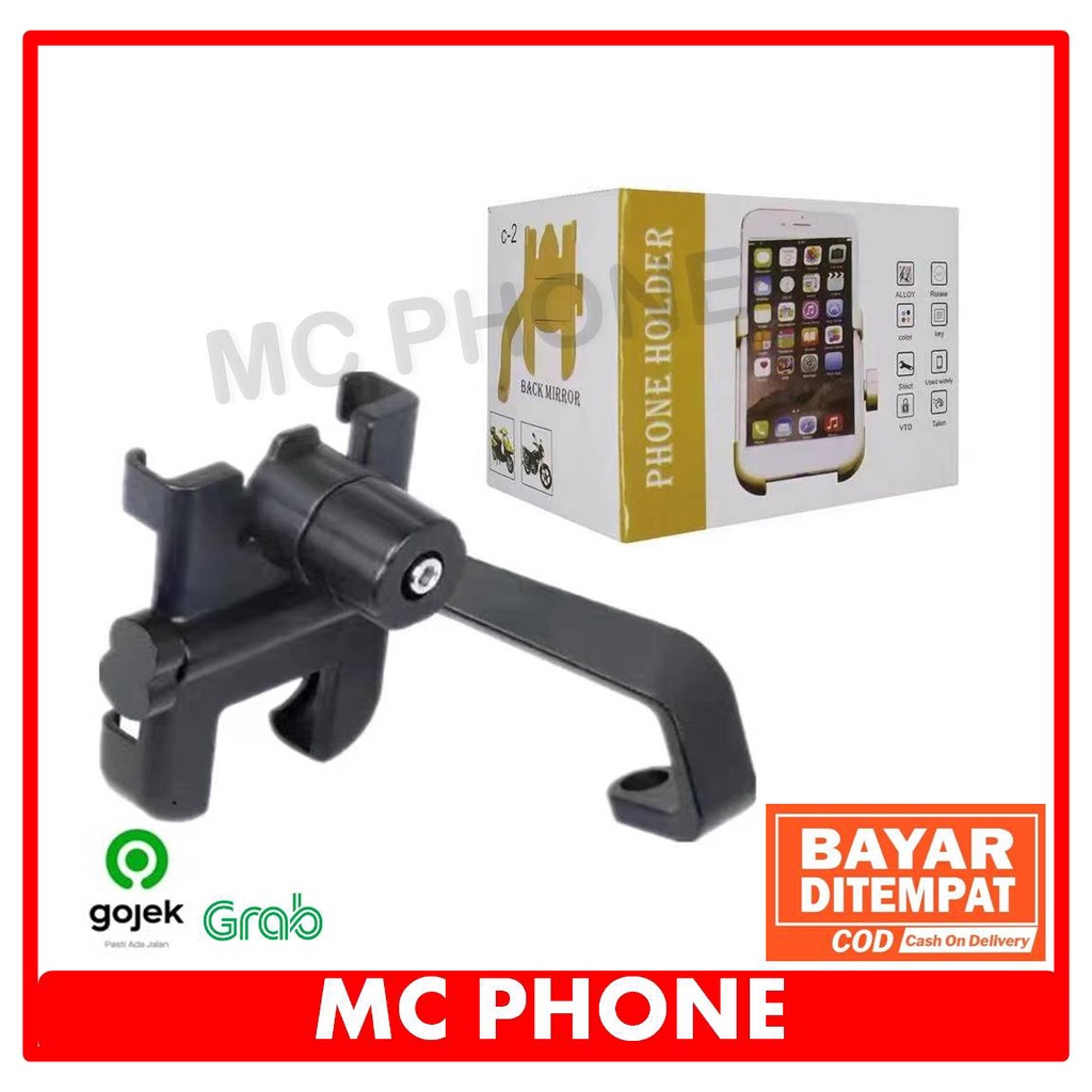 Jual Phone Holder C2 Holder Hp Bahan Besi Holder Spion Motor Gojek Termurah