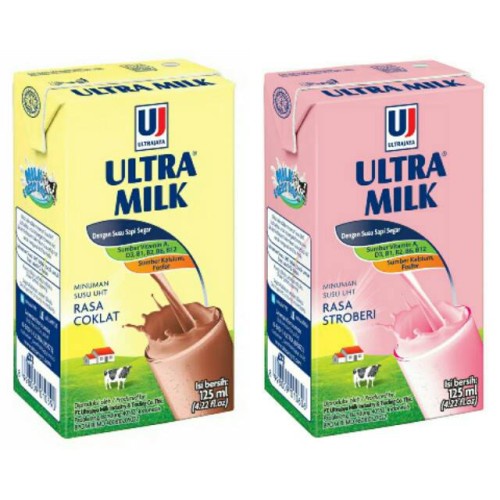 Jual Susu Ultra Milk 125 ML - Ultra Jaya - Cokelat & Stroberi | Shopee