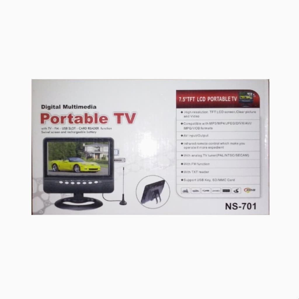 TFT LCD Color Analog TV 7.5&quot; with Wide View Angle - Portable TV.