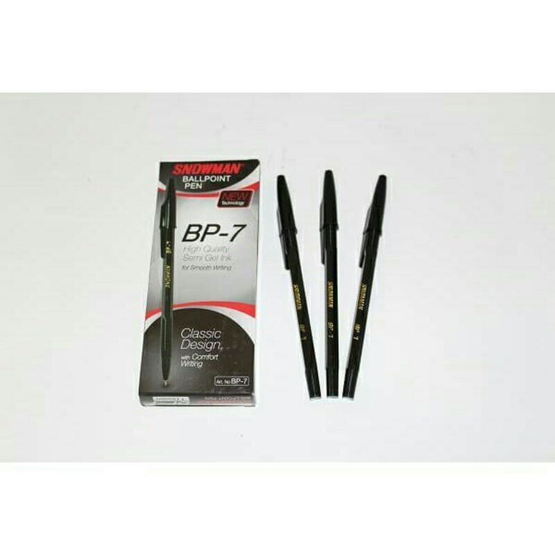 

Pulpen Snowman BP-7 Tinta Hitam Biru 0.7mm Per Lusin