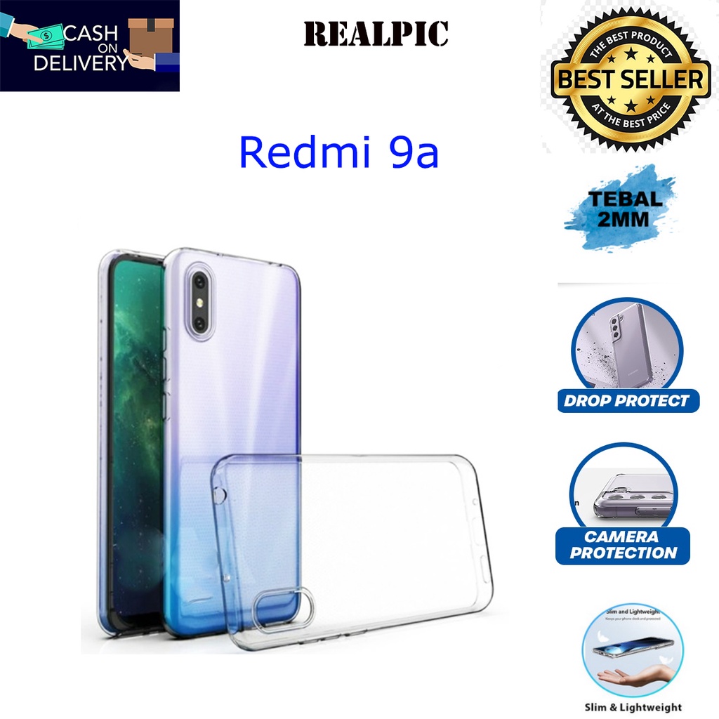 Case Xiaomi Redmi 9a Casing Clear HD KETEBALAN 2MM BENING TRANSPARAN TPU Premium Softcase