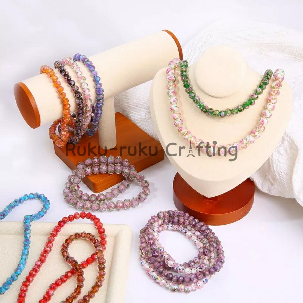 Bahan Gelang Manik Kristal Ceko Murano Lampwork Glass beads Rose Batu Ceko Murano