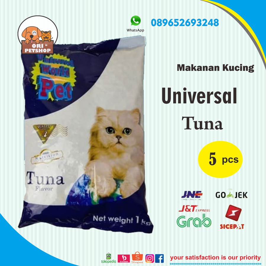 grab/goje - makanan kucing universal Tuna ( paket 5 ) kg or cat food