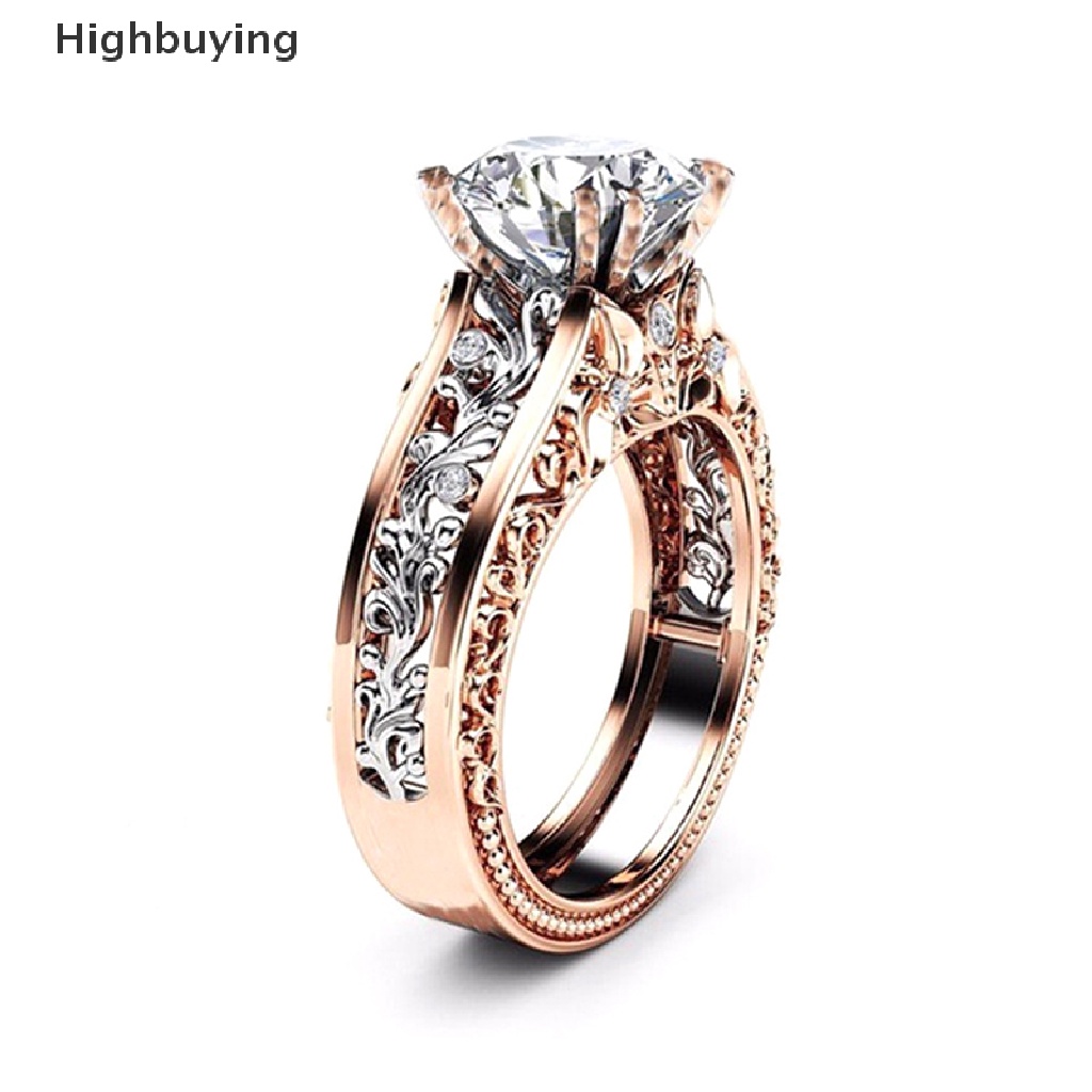 1 Pc Cincin Kristal Zircon Berlian Batu Permata Logam Model Rongga Untuk Hadiah Perhiasan Pernikahan Wanita Glory