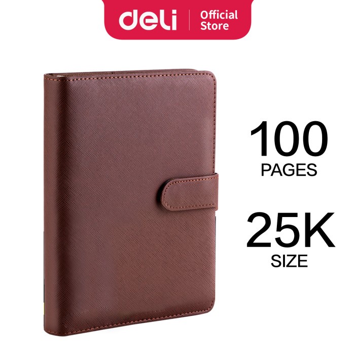 

(BISA COD) Deli loose-leaf notebook Buku Catatan 25k 210 * 145mm 100 lembar 315X - Cokelat