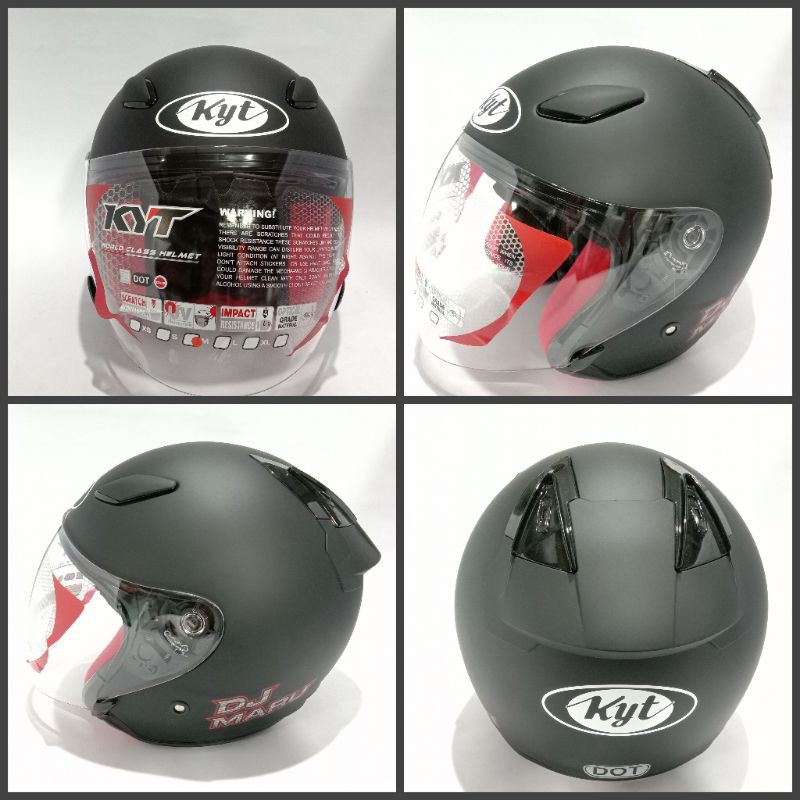 Helm kyt dj maru solid hitam doff/black doff