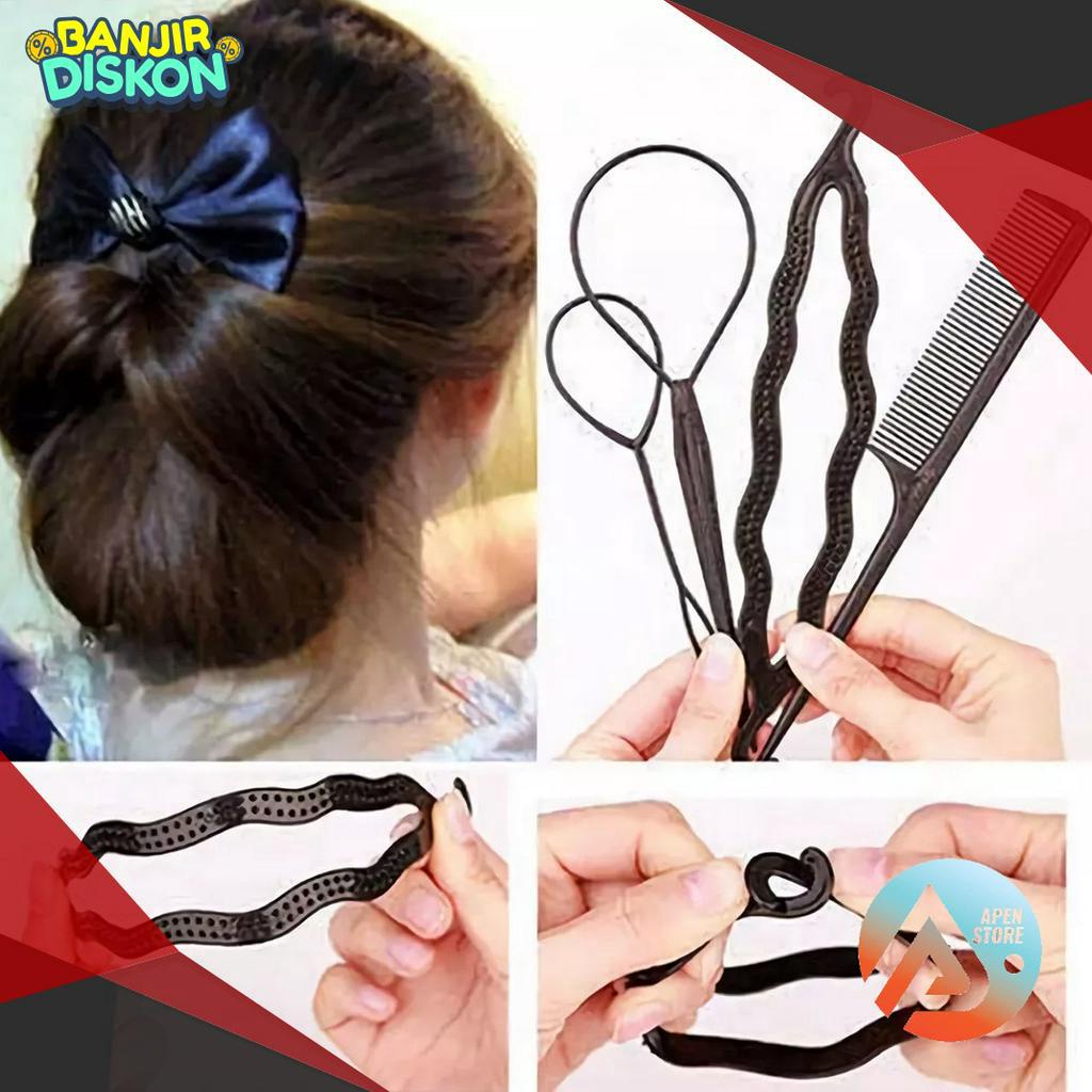 LANGSUNG BELI GAN APEN 4pcs Alat Styling Sanggul Rambut Salon Paket  Perawatan Dan Alat Kecantikan R