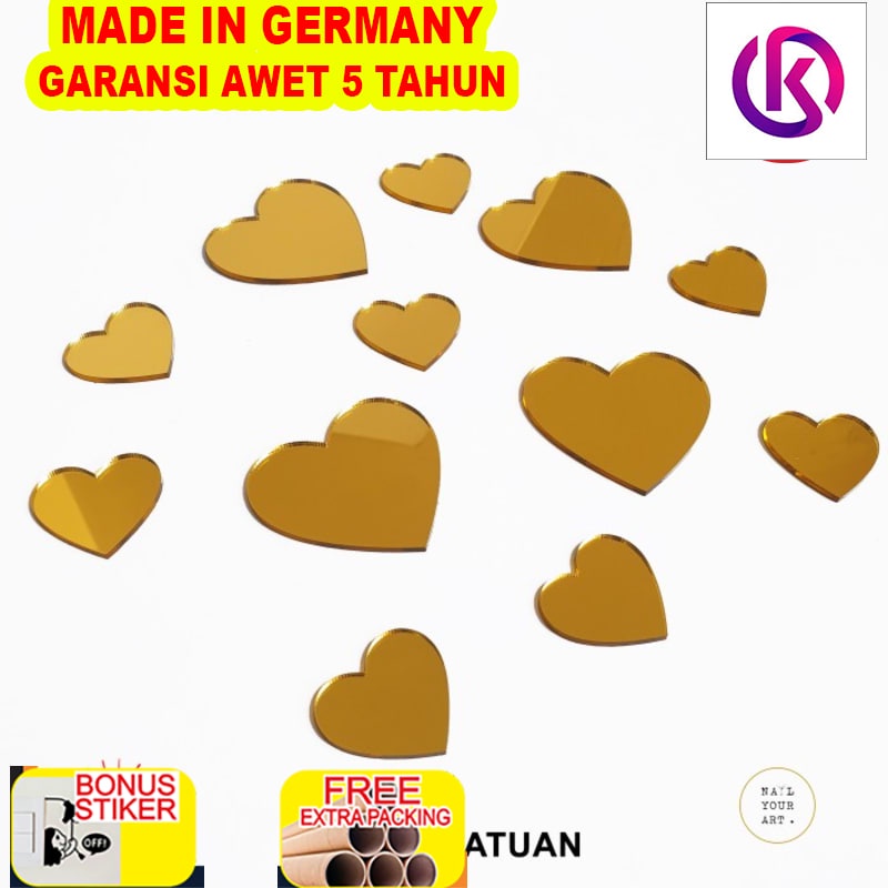 

Promo Ornamen Akrilik - LOVE HATI EMAS GOLD MIRROR -Hiasan Scrapbook / Frame - 3CM