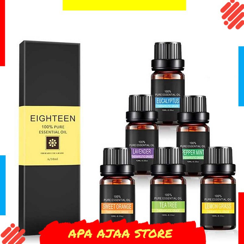 Terlariss !! Eighteen Pure Essential Fragrance Oils Minyak Aromatherapy 10ml 6PCS