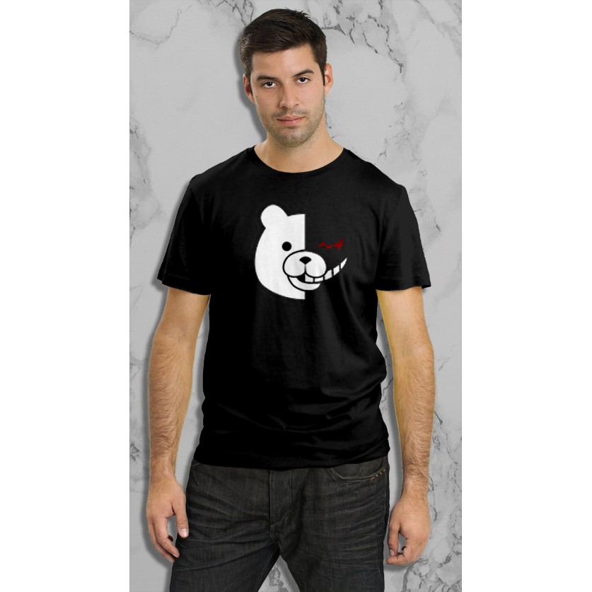KAOS DISTRO PRIA BAJU DISTRO PRIA MURAH BAJU LAKI LAKI KAOS PRIA BRANDED ANIME MONOKUMA HITAM