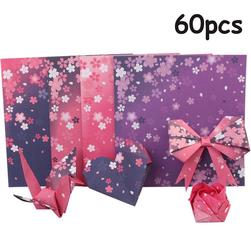 Rebuy Origami Paper 60PCS Persegi Dua Sisi Bunga Sakura DIY Decor Sakura