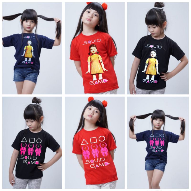 KAOS ANAK PEREMPUAN TERBARU MOTIF SQUID GAME/KAOS ANAK ANAK TERBARU/ATASAN ANAK TERBARU/KAOS SQUID GAME