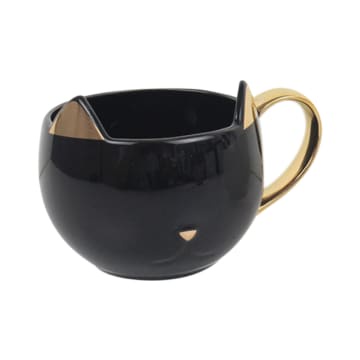 1 SET Mug Bentuk Kucing - Hitam/putih