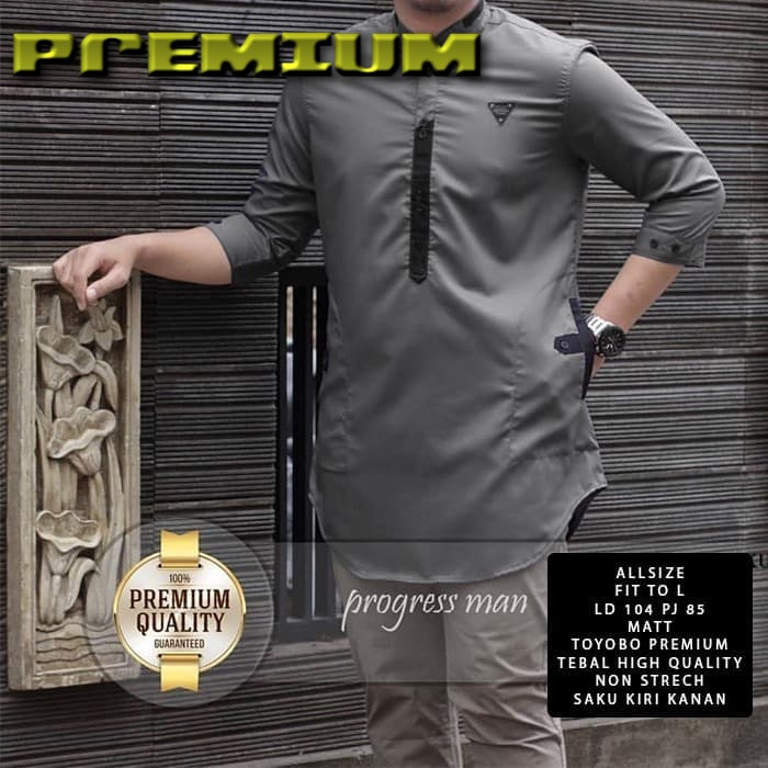 [Jenko Koko Grey NI]Baju koko pria matt toyobo abu - Premium