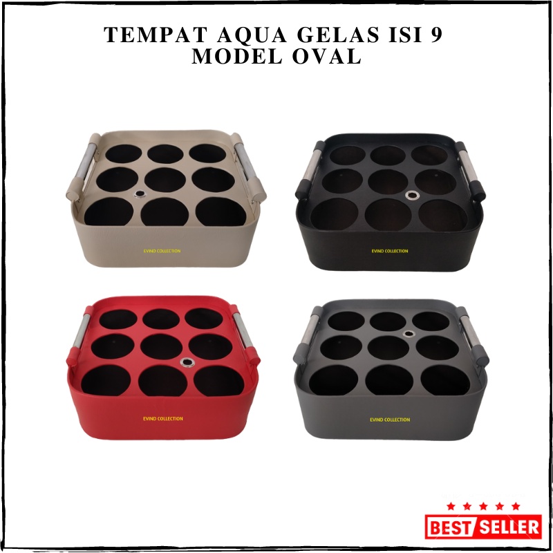 Tempat Aqua Gelas Model Oval Isi 9 cup Keranjang Air Mineral Gelas Kulit Sintetis