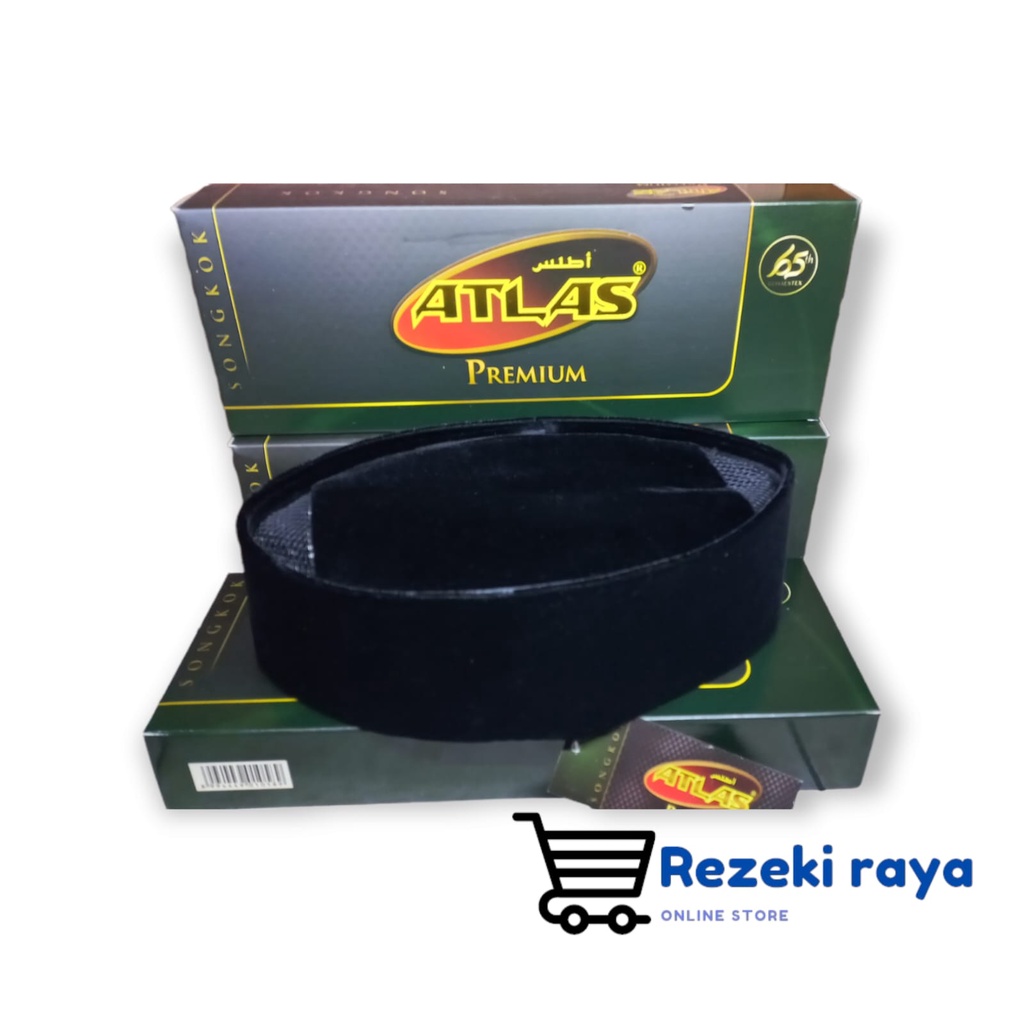 peci songkok ATLAS hitam polos AC tahan air peci songkok tanpa kertas ,kualitas premium ,bahan beludru halus dan nyaman ,tinggi 8