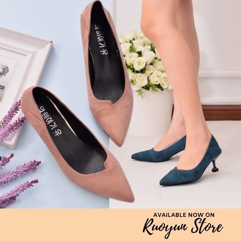 RYS - Flip Suede Sepatu Hak Korea Fashion Kantoran/Casual - Ori Import