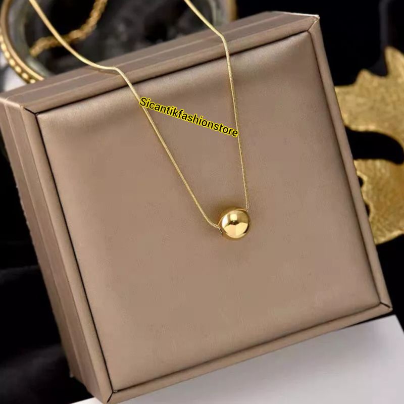 Kalung Titanium Gold Liontin Boba Viral Terbaru Terlaris Anti Karat Selamanya Fashion Wanita Kalung Wanita Korea Liontin Bulat K5 Gold Terlaris