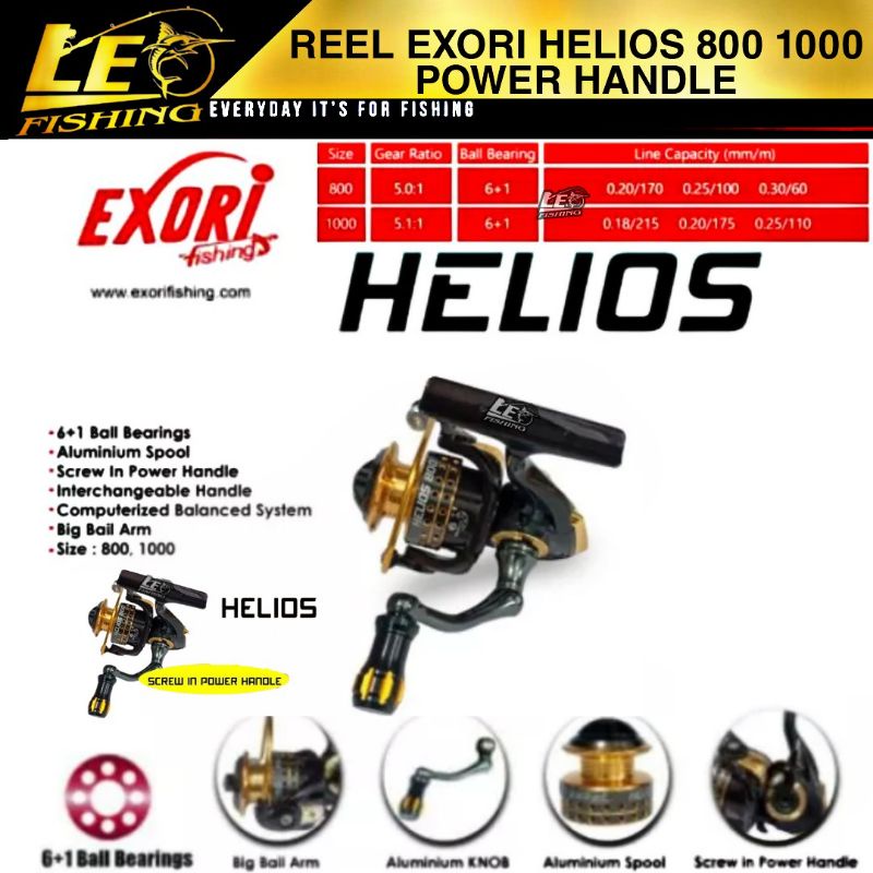 REEL EXORI HELIOS 800 1000 POWER HANDLE REEL SPINNING TERLARIS REEL ULTRALIGHT TERLARIS