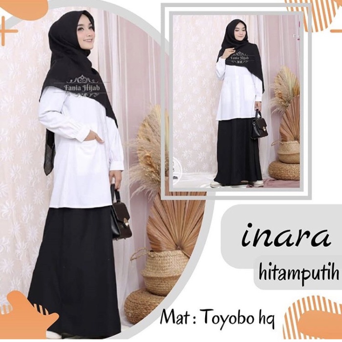 WANITA-PNS-SERAGAM- SERAGAM HITAM PUTIH GAMIS BY FANIA HIJAB - HITAM PUTIH, XS -SERAGAM-PNS-WANITA.