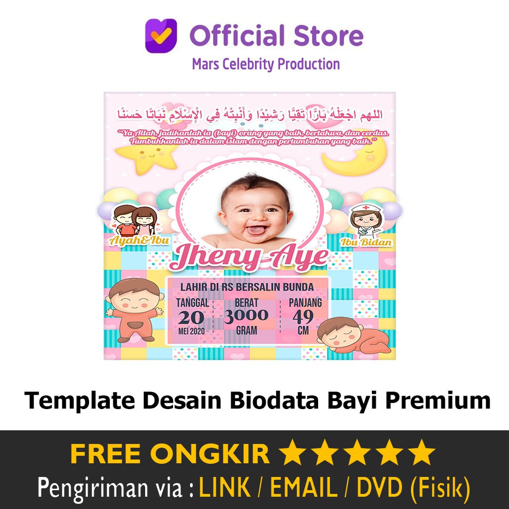 Template Design Biodata Bayi Premium - Bayi Figura Pajangan Souvenir Walldecor