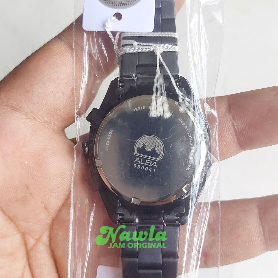 Alba Ladies AT3H01X1 Chronograph Tokyo Neon - Jam Tangan Wanita AT3H01 Full Black