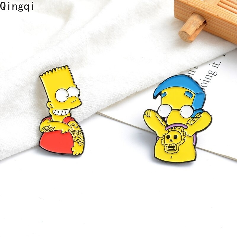 Bros Pin Enamel Desain Kartun Simpson Untuk Kerah Kemeja