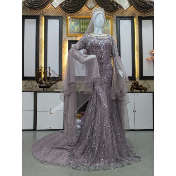 GAUN SPAN MEWAH/GAUN PENGANTIN MODEL SLIM MEWAH | KEBAYA AKAD MODERN