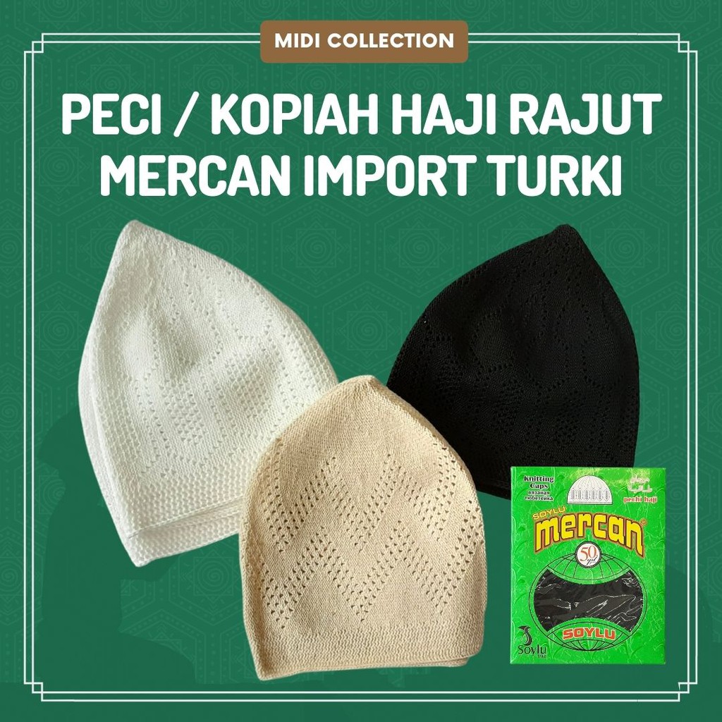 Peci / Kopiah Haji Rajut Mercan Import Turki