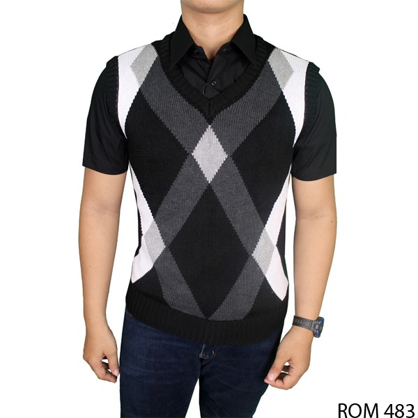 Rompi Keren Casual Pria Rajut Hitam – ROM 483