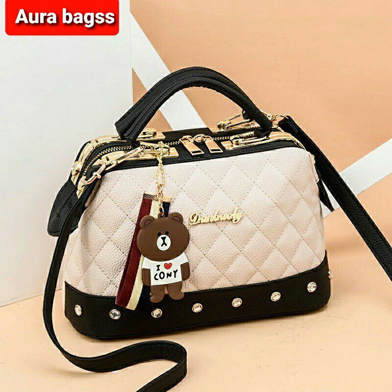 &quot;aurabagss&quot; - Tas Wanita Tas Selempang Top Handle Denice &quot;TAEYON&quot;/ Tas Doctor / Tas Selempang Wanita Motif Bordir Timbul Terbaru 2023