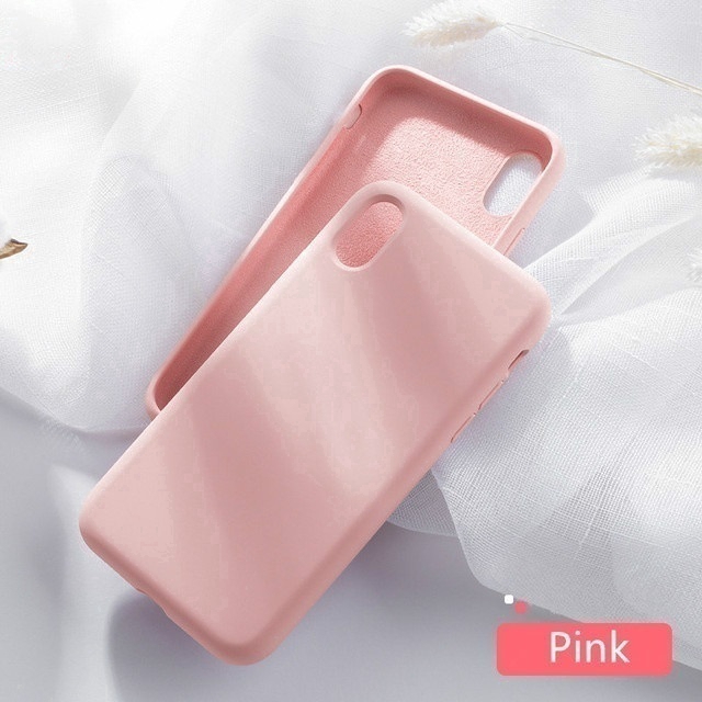 Casing Soft Case Silikon + Karet Serat Mikro Cair untuk iPhone x / XR / 6 / 6S / 7 / 8 Plus