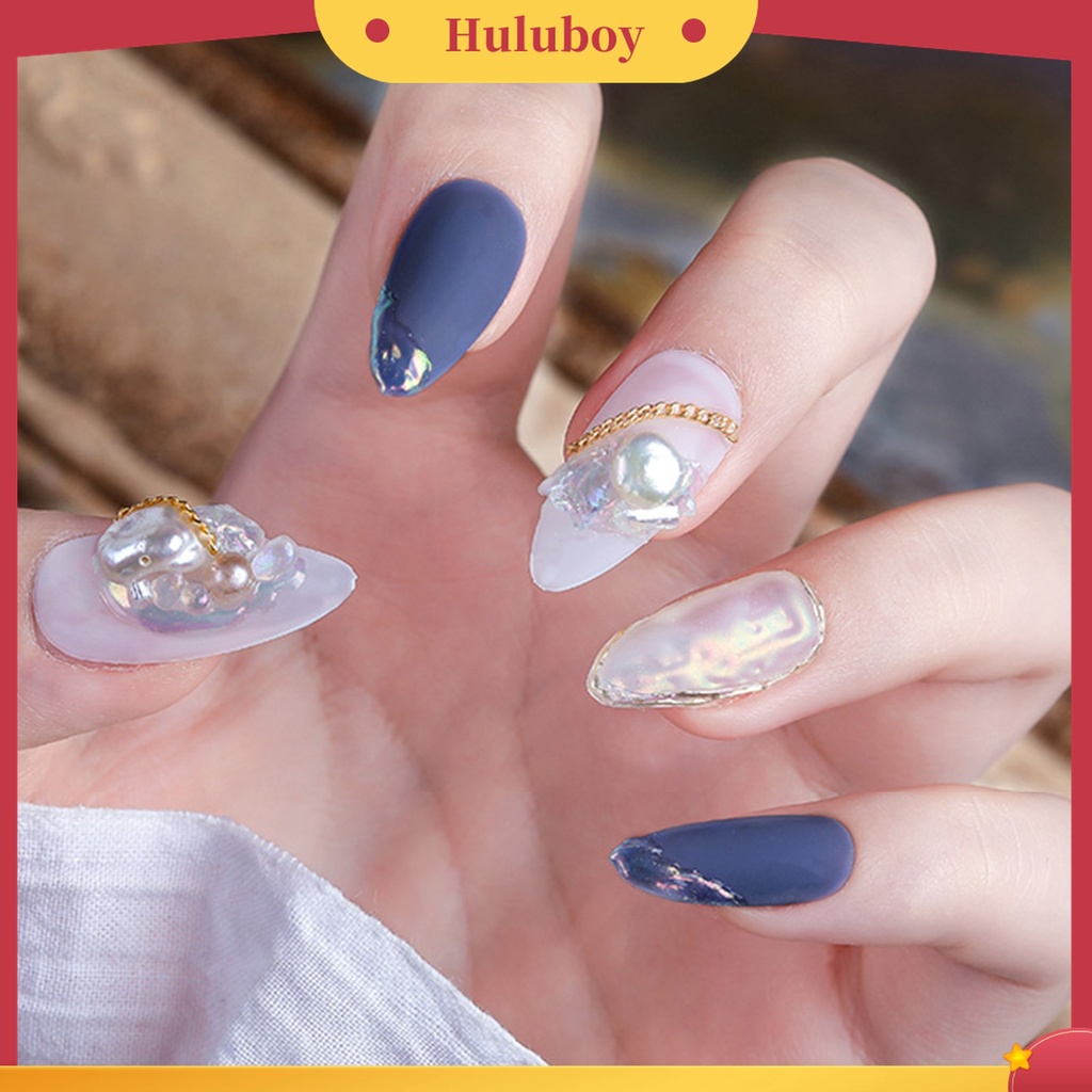 Huluboy Huluboy♡ 1 Kotak Mutiara Bentuk Kerang Batu Untuk Aksesoris Nail Art