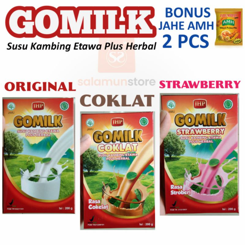 

Susu GOMLIK GO MILK BONUS JAHE AMH 2 SASET PER PAKET dan Susu KALSIGO BONUS JAHE AMH 1 PER PAKET Saset Susu Kambing Etawa Plus Herbal Goat Milk Susu Bubuk Asli Original Grosir dan Eceran