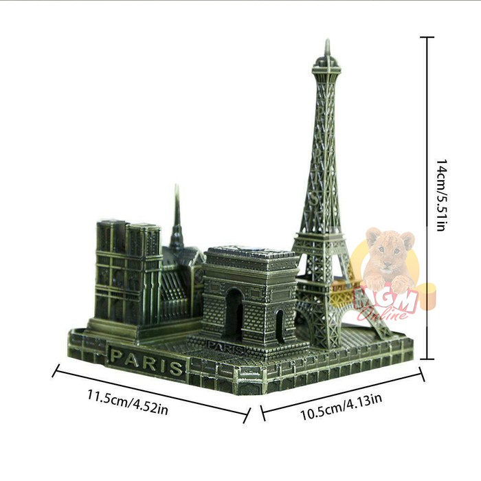 Pajangan Miniatur 3in1 Arc De Triomphe &amp; Notre Dame &amp; Eiffel Tower