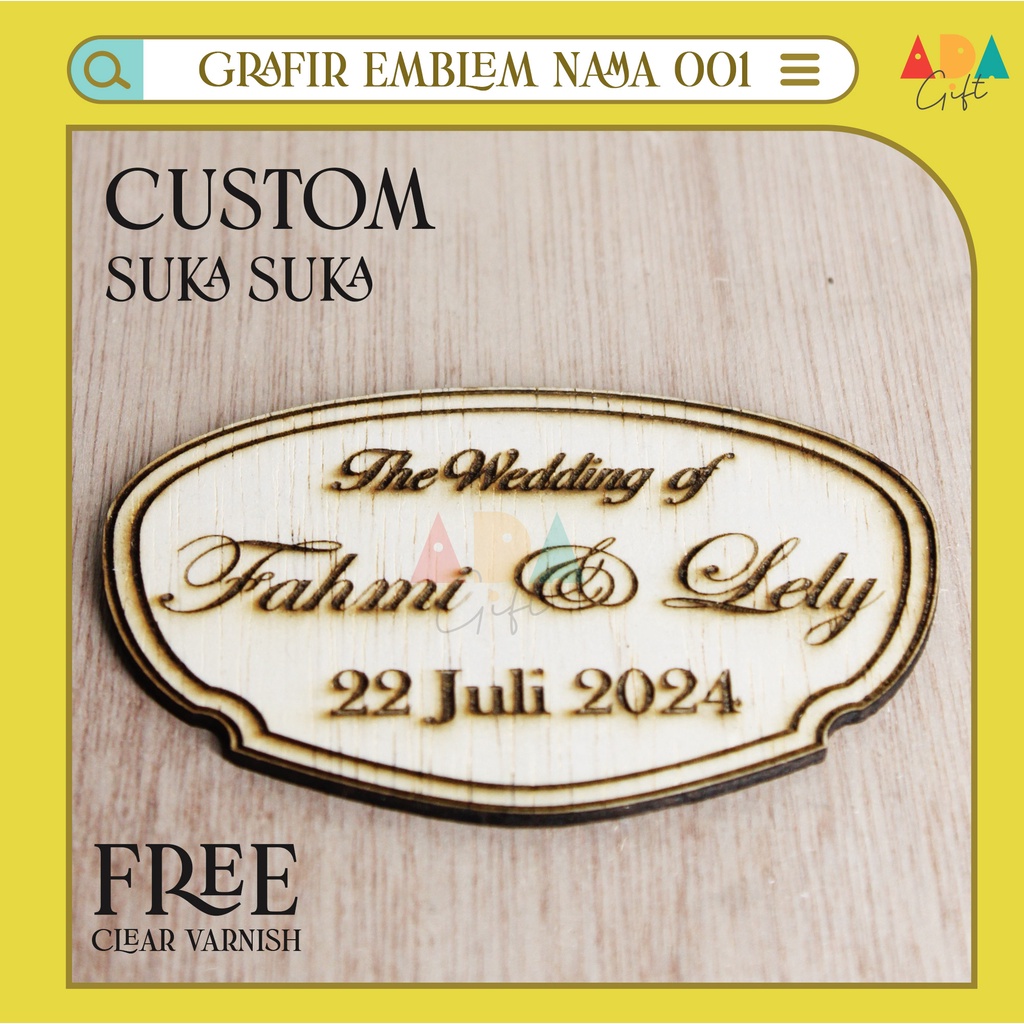 Custom Grafir Nama Hiasan Mahar | Hiasan Kayu Rustik Mahar | Dekorasi Mahar Ukir Nama 001