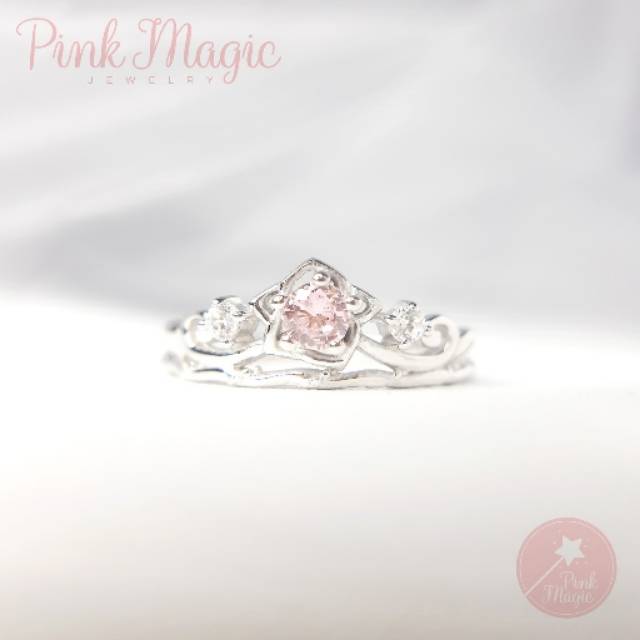 BELLE TIARA RING Cincin Princess PINKMAGIC Pink floral tiara silver 925 ring