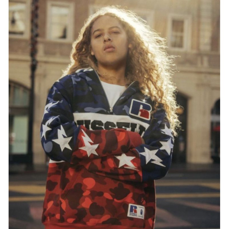 hoodie bape x rusell athletic