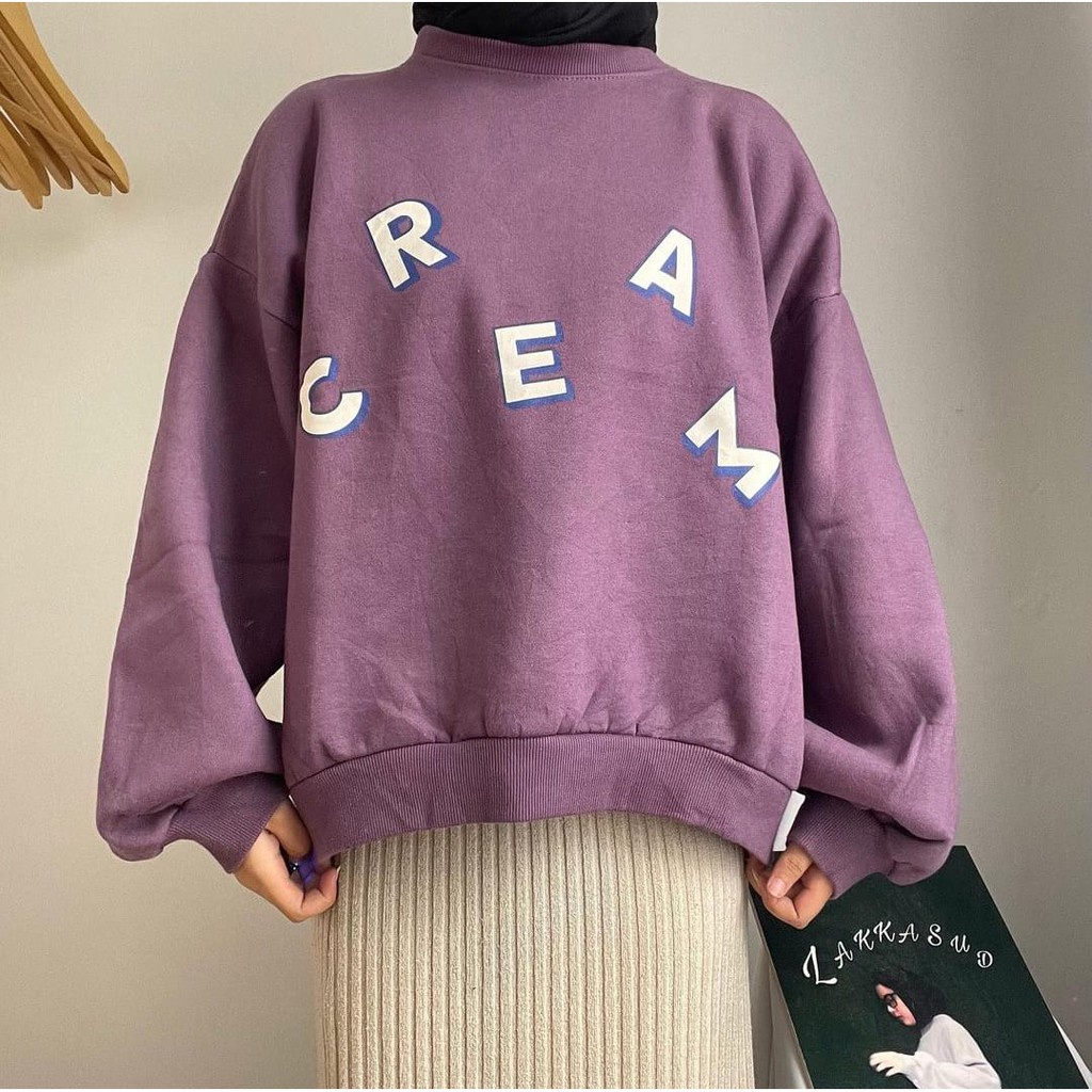 SWEATER OVERSIZE WANITA CREAM SWEATER FASHION KOREA PURPLE SWEATER LILAC MURAH SWITER WANITA