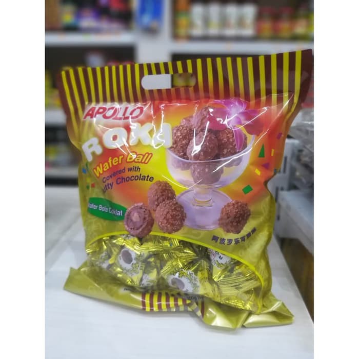 

APOLLO ROKA WAFER BALL / WAFER BOLA COKELAT ISI 70