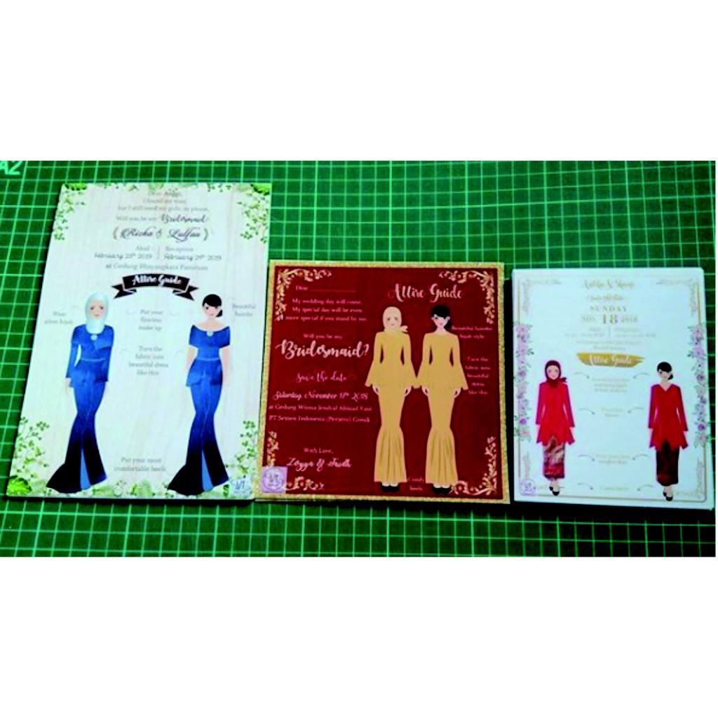 

Attire guide card/ bridesmaid card murah. Greeting card