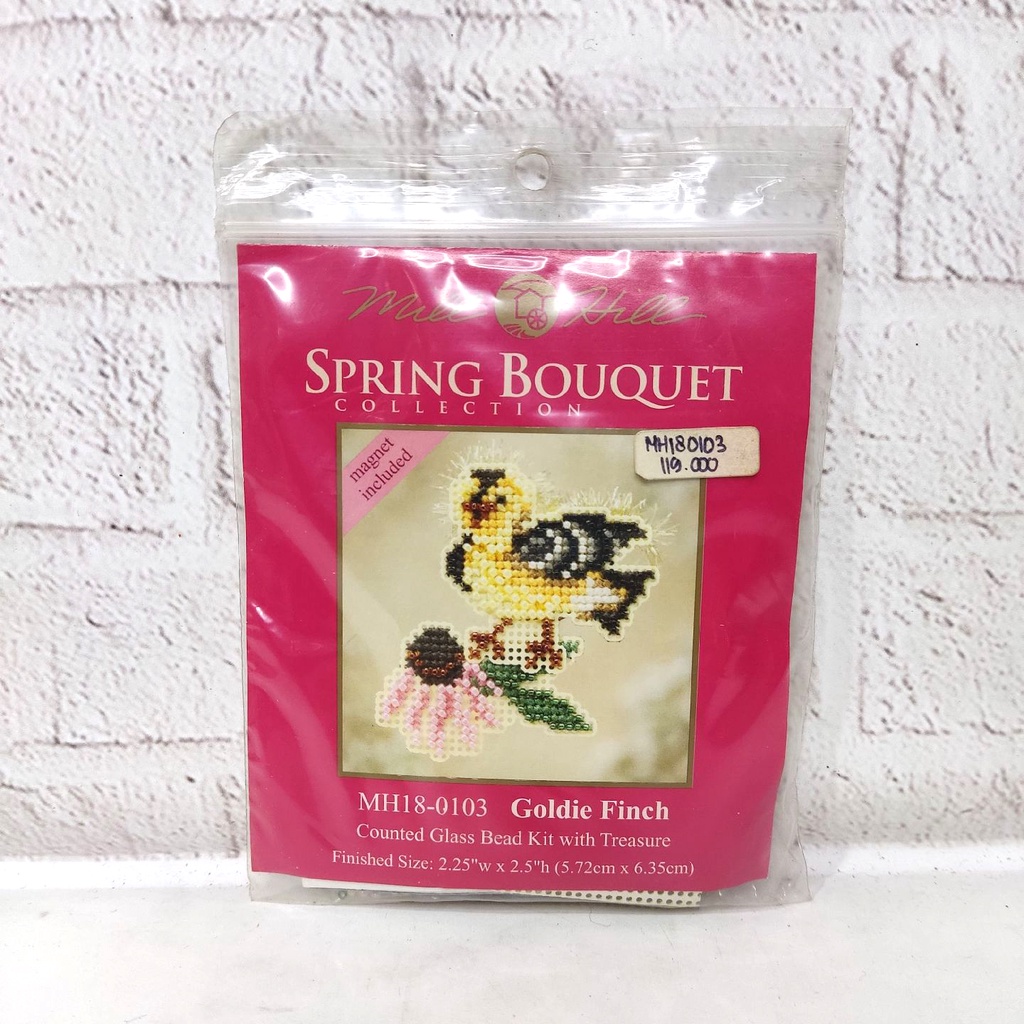 Paket DIY Craft Sulam Kristik Strimin Mill Hill Spring Bouquet Goldie Finch Burung MH180103