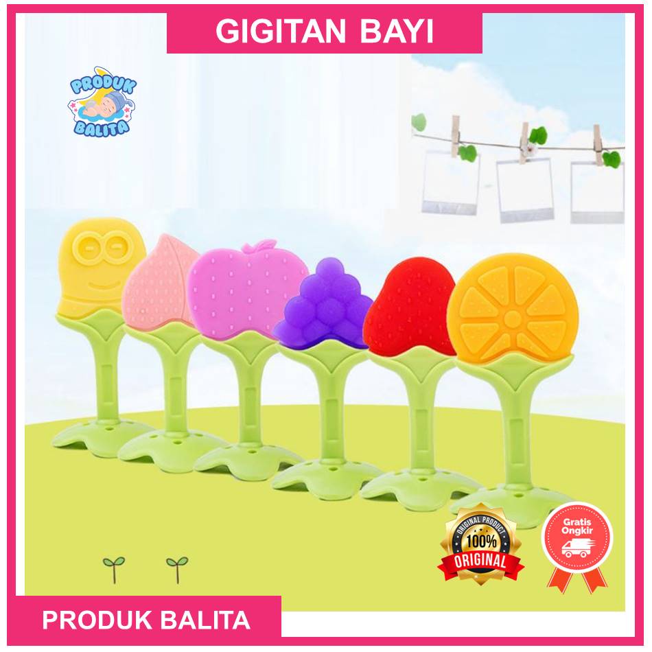 Gigitan Bayi Bentuk Buah Teether Bayi Bahan Silikon Mainan Gigitan Bayi aby Tooth Teether