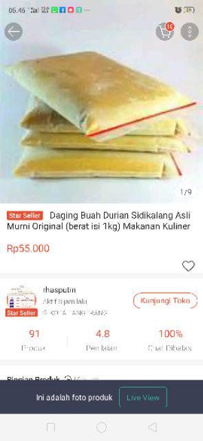 Daging Buah Durian Sidikalang Asli Murni Original (berat